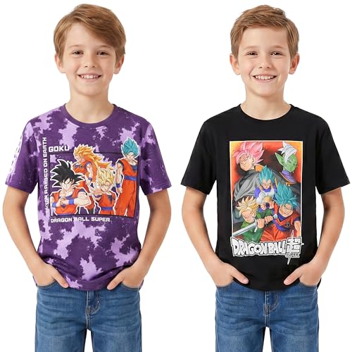Get Trend Dragon Ball Super T-Shirt Garcon, Lot de 2 Vegeta et Goku Ras du Cou et Manche Courte Coton T Shirt Ete, Anime Merch Idee Cadeau (9-10 Ans,...