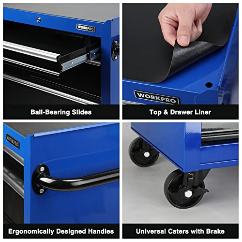 Image of WORKPRO 4-Drawer Tool Chest, 26-Inch Rolling Metal Tool Storage Cabinet With Casters, Locking System, Drawer Liner, 450 lbs Load Capacity, for DIY Projects, Home Improvement, Auto Mechanics