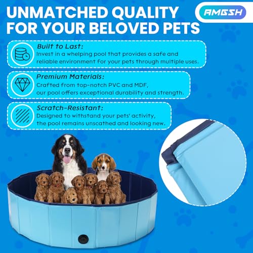 image for AMGSH Large Dog Whelping Box, 47.2” Dia. × 11.8”H Foldable Birthi