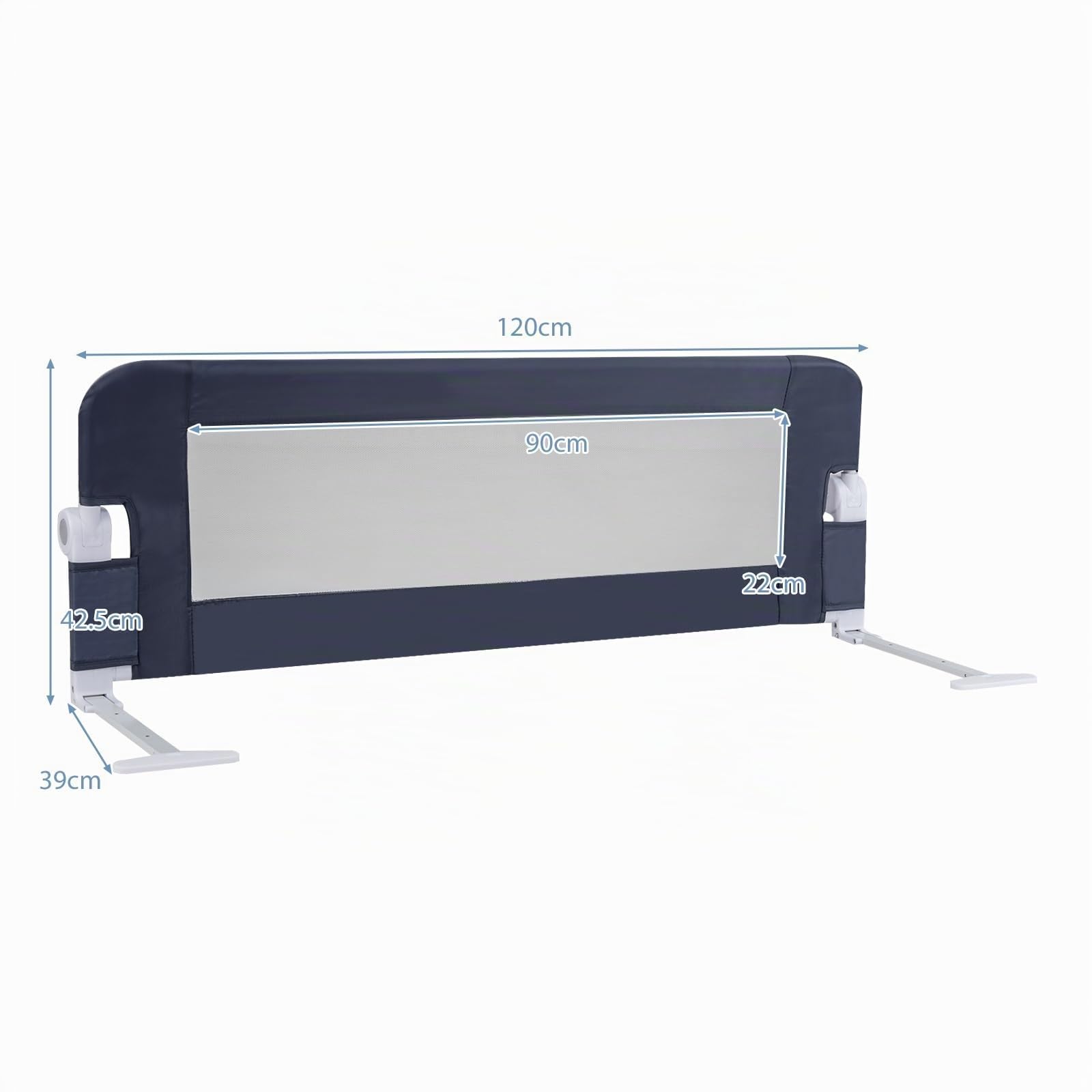 LIFEZEAL Barrera de Cama Plegable, Barrera de Seguridad Infantil, Barandilla para Bebé de Tela Oxford y PP, 120 x 42,5 cm, protección para caídas Infantil (Gris)
