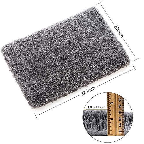 Bathroom Rugs Microfiber Plush Bath Mat Machine Washable, Slip Resistance Rubber and Absorbency Bath Rugs for Bathroom Floor, Door and Sink, Rectangular Floor Mat,Grey,32"x 20"