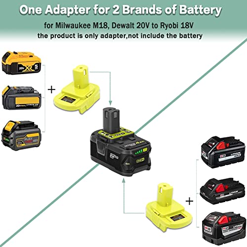 Image of DM18RL Battery Adapter for Dewalt to Ryobi Battery Adapter, Convert Dewalt 20V Llithium Battery to Ryobi 18V P107 P108 Battery with 5V 2.1A MAX USB Charge