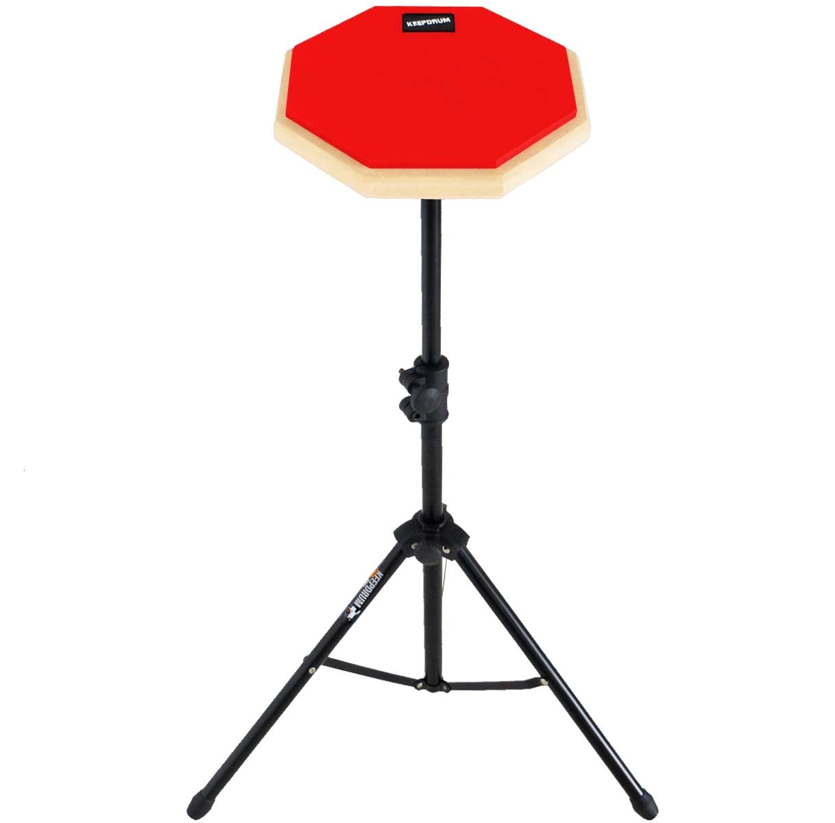 Keepdrum DP-RD Set Practice Pad Rosso con treppiede e custodia + bacchette per batteria 1 paio