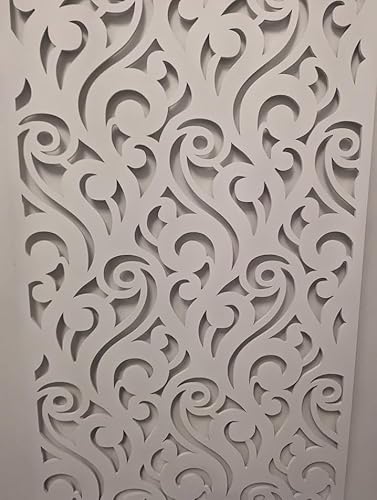 Wooden mesh Decorative Panel, Wall partition, Radiator Cover Grille, Cut-Outs, Kitchen Furniture, Laser Cut in 3mm Thick MDF (Size 1200mm x 620mm) Pattern Z2. Made in The UK. (Primed White)