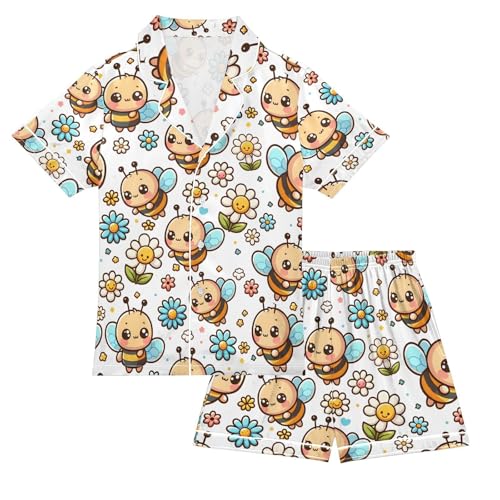 ALAZA Ö÷Ìâ Pajamas Satin Pajama Set Short Sleeve Button Down Sleepwear