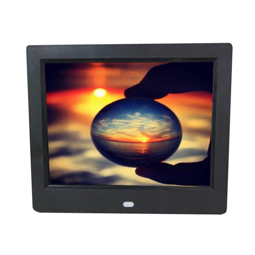 Digital Photo Frames 8 Inch HD Electronic Photo Frame Insert U Disk Automatically Play Pictures Video Music (Black)