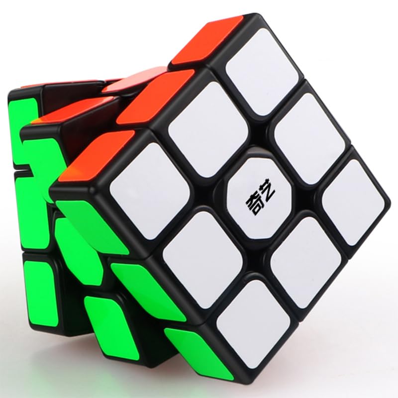 Image of Hawkister QiYi Sailing W 3x3 Cube Black Sticker | 3x3x3 MoFangGe Speedcube with Rounded Center Caps | Durable High-Tension Sticker Design, 56mm Smooth Turning Logic Puzzle for Beginners