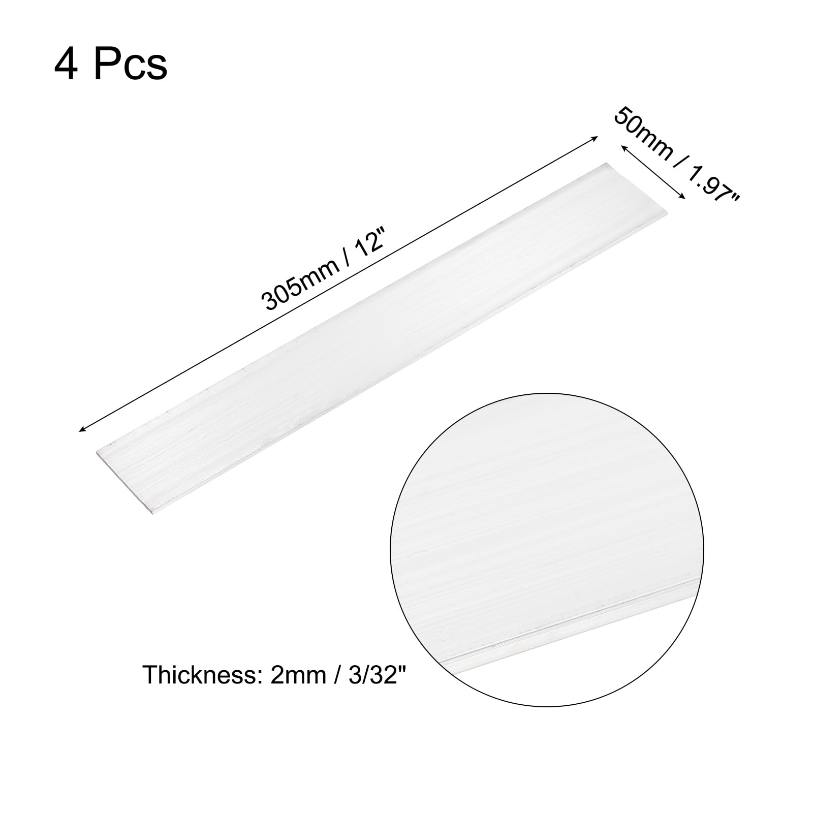 6061 Aluminum Flat Bar - 4 Pcs, 12" Long -2 6061 Aluminum Flat Bar - 4 Pcs, 12" Long -2