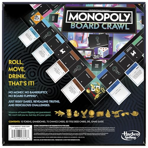 Monopoly Board Crawl Game | Official Monopoly Drinking Game for Adults Only | Ages 21+ | for 2-10 Players | 30 Mins. | Hilarious Adult Party Games