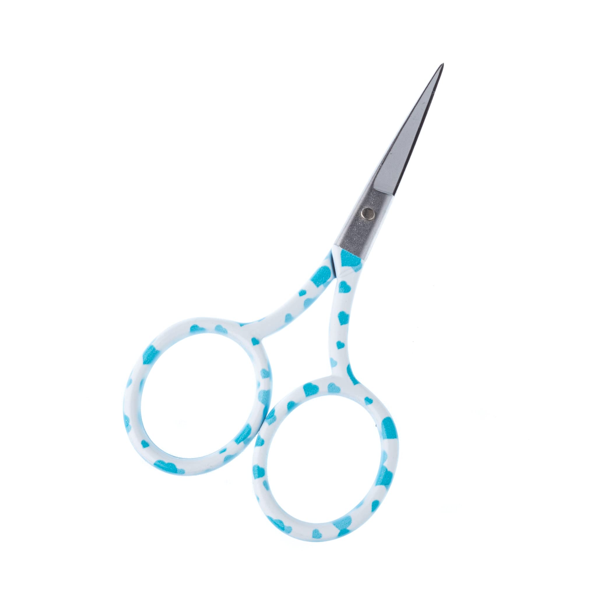 The Quilted Bear Blue Hearts Embroidery Scissors - Small Sharp 3.5" Blades for use as Embroidery, Cross Stitch, School, Applique or Nail Scissors with Your Choice of Design! (Blue Hearts)