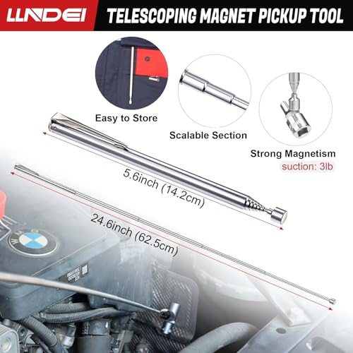 Llndei 1/4 Inch Socket Set Metric 58Pcs With Ratchet Wrench, Magnetic Pick-Up Tool thumb #5