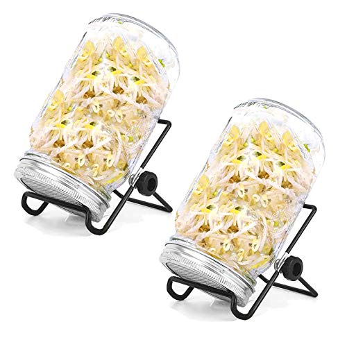 DOUBLE 2 C Mason Jar Sprouting Kit, Seeds Germination Growing Kit Set to Grow Your Own Broccoli Alfalfa Beans Microgreens Sprouts (2Pack)