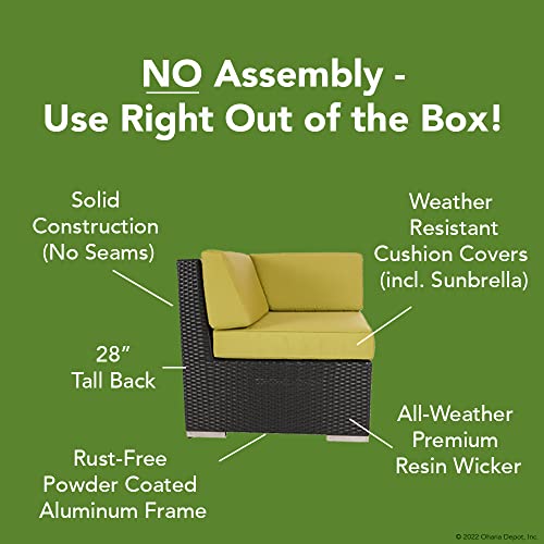 Ohana Collection 7-Piece Outdoor Patio Furniture Sectional Conversation Set, Black Wicker With Gray Cushions - No Assembly With Free Patio Cover #TOP1