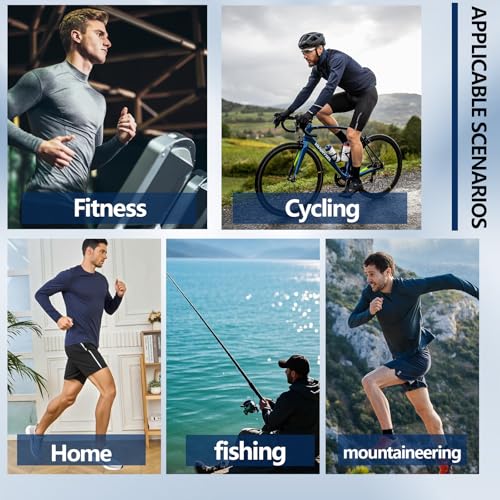 Men's Athletic Hoodie Long Sleeve Fishing Shirts, UPF 50+ UV Sun Protection, Fitted High Stretch, Built-in Face Mask3