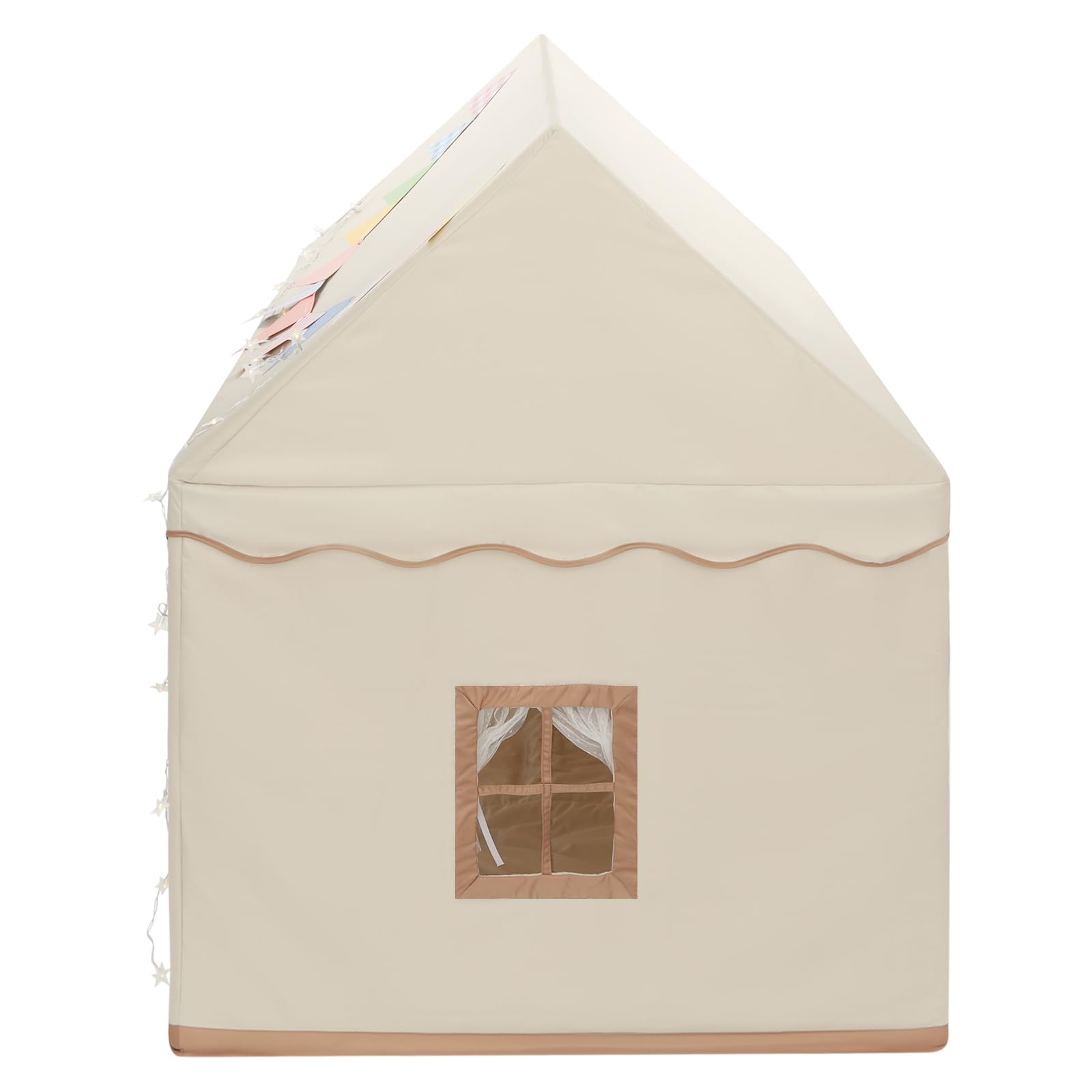 Tenda da gioco, 120 x 100 x 130 cm, colore kaki con tappeto ghirlanda LED 3 m, capanna Pop-up asilo pieghevole per ragazza ragazzo 1-6 anni, tenda interna esterna zanzariera regalo