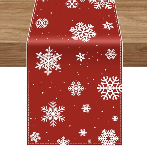 Christmas Table Runner Red 13.4 x 74 Inch Rustic Holiday