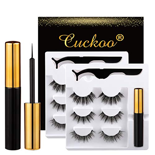 Upgraded Magnetic Eyelashes Kit, 3D Magnetic Eyelashes with Eyeliner, Magnetic Eyeliner and Dramatic Magnetic Eyelash No Glue [6 Pairs]