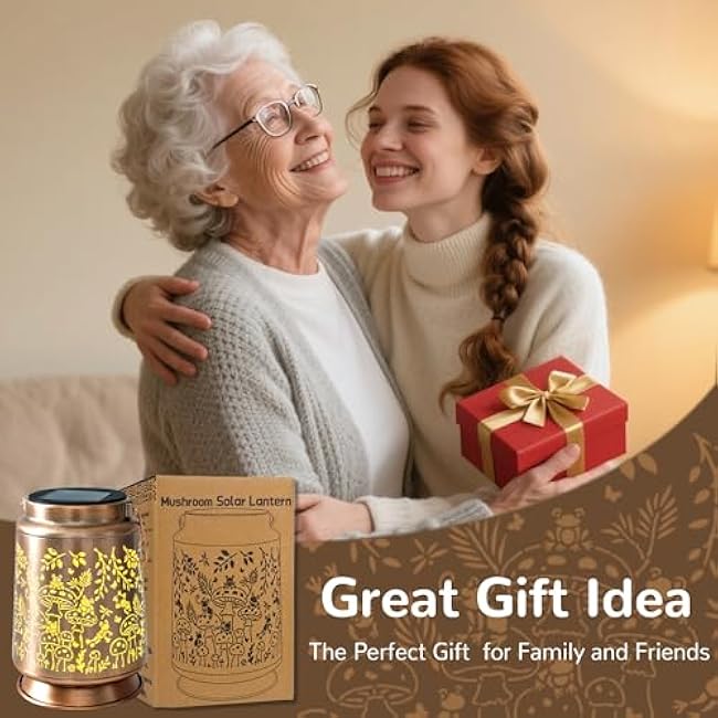 Mushroom & Frog Solar Lantern for Garden Outdoor Decor ¨C Hanging Metal Light Decoration for Patio, Yard, Lawn, Pathway, Backyard ¨C Birthday Gift for Mom, Women, Grandma