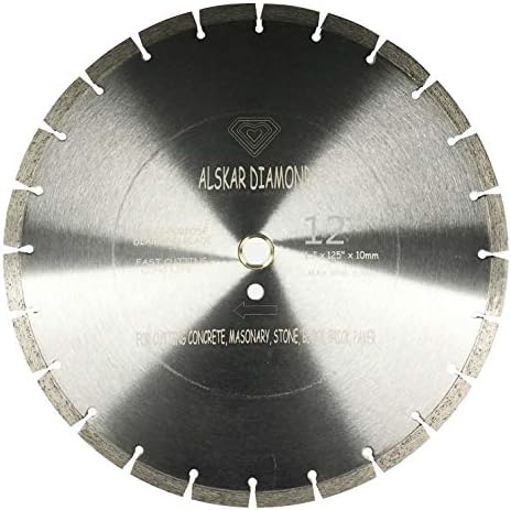 ALSKAR DIAMOND USA ADLSS 12 inch Dry or Wet Cutting General Purpose Segmented High Speed Diamond Saw Blades for Concrete Stone Brick Masonry with Arbor 1"-20mm (12")