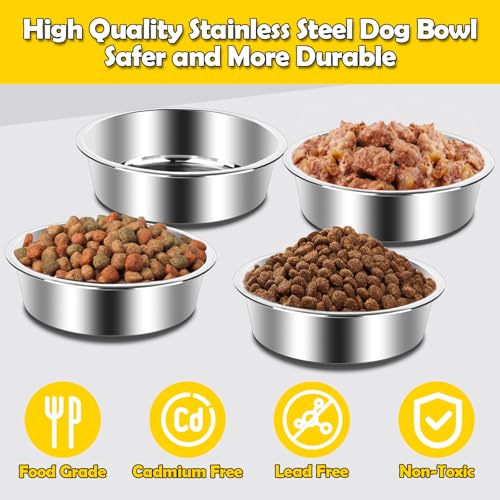 bssmmai 4 Stück Hundenapf Edelstahl, Hundenapf rutschfest mit Silikonboden, Hundenäpfe für Futter und Wasser, Hundeschüssel für Kleine Mittlere Große Hunde, Fressnapf Hund Metall, Dog Bowl (900ML)