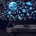 MVKV 1019PCS Leuchtsterne Selbstklebend Wandsticker, Sterne und Mond Sternenhimmel Aufkleber Wanddeko, Leuchtsticker Wandtattoo für Kinderzimmer Schlafzimmer (Planet)