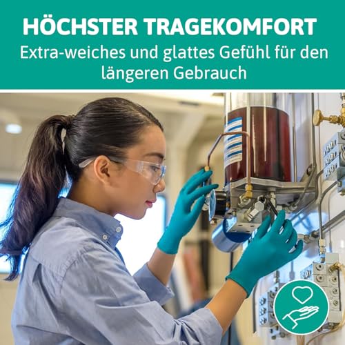 Ansell TouchNTuff 92-600,Nitril- Einmalhandschuhe, Einweghandschuhe für Lebensmittel, Chemikalienschutzhandschuhe mit hohem Schutz, Latexfreie Handschuhe, Grüne Nitrilhandschuhe, 100 Stück, Gr. L