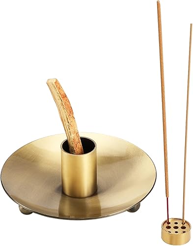 Soporte Palo Santo para palos, quemador de incienso para incienso de Palo Santo, viene con soporte de incienso de 9 agujeros, cuenco de madera y