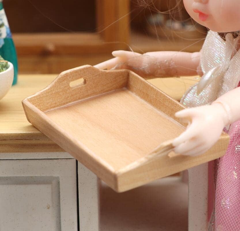 EatingBiting 1:12 Scale Dollhouse Miniature Wood Furniture - Cabinet Tray With Stand For Room Decor