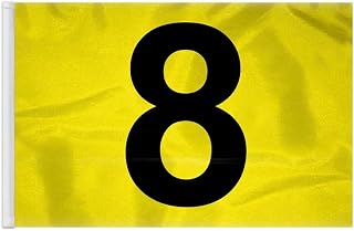 AGAS Numbered Golf Flags - 14 x 20 inch Numbered Flags for Golf Course No 8 - Yellow Putting Green Flags with Black Numbers - Golf Flag 8 - Outdoor Nylon 18 Hole Golf Flags Yellow & Black Putting Green Golf Flag Tube #8