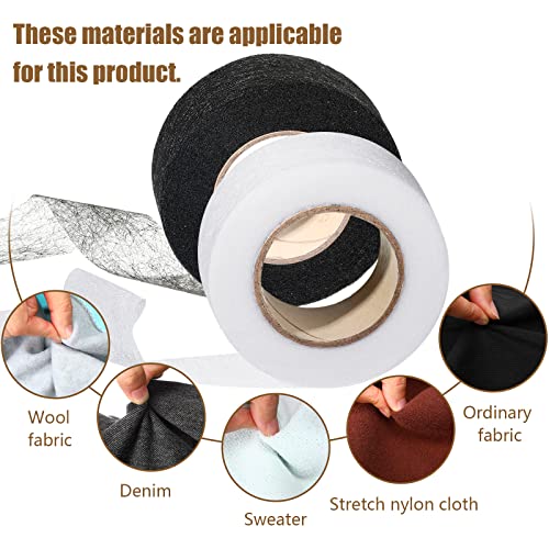 outus iron on hem tape fabric fusing hemming tape for pants each 27 yards 2 pack1 inchblack white
