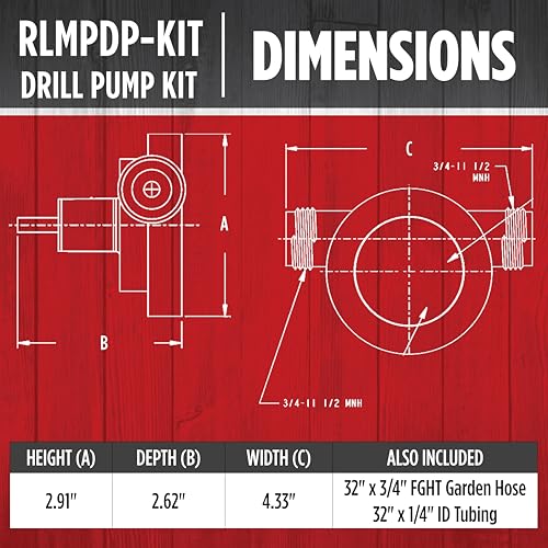 Red Lion RLMPDP-KIT, 154 GPH Drill Powered Transfer Pump with 32-inch Length of Garden Hose, 1/4-inch O.D. Tubing, and Adapter, Black, 14942022 by Red Lion - Image 2