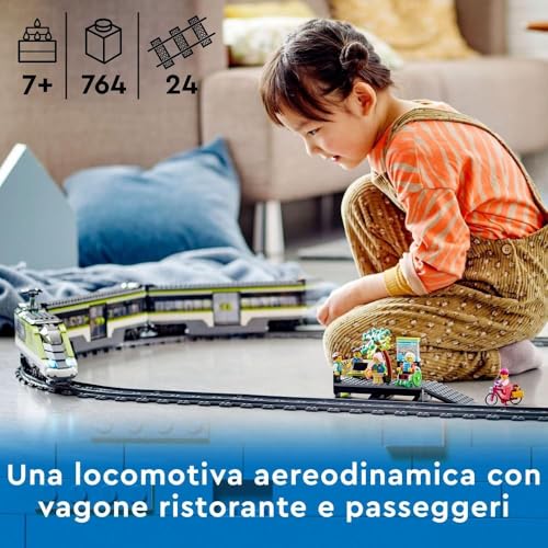 LEGO City Treno Passeggeri Espresso - Include Trenino Giocattolo Telecomandato con Fari Funzionanti, 2 Carrozze, 24 Binari e 6 Minifigure - Regalo per Bambini e Bambine da 7 Anni in su - 60337 - Immagine 1