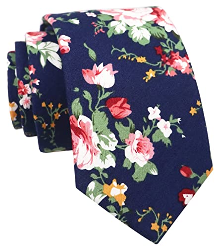 Image of Elfeves Men's Skinny Solid Color Tie Causal Cotton Linen Narrow Slim cut Necktie