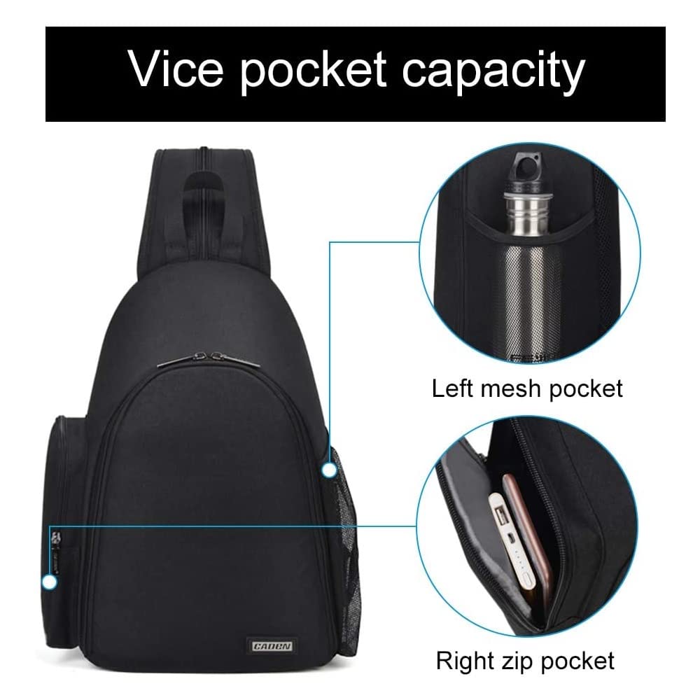 Zaino per fotocamera DSLR, nero, impermeabile, con tracolla per treppiede, per fotocamera Canon EOS R100 con obiettivo RF-S 18-45 mm f/4.5-6.3 IS STM, Nero , Taglia unica