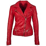 Gipsy Damen Lederjacke GGKinah LATEV aus Lammnappa Leder (XL, red)