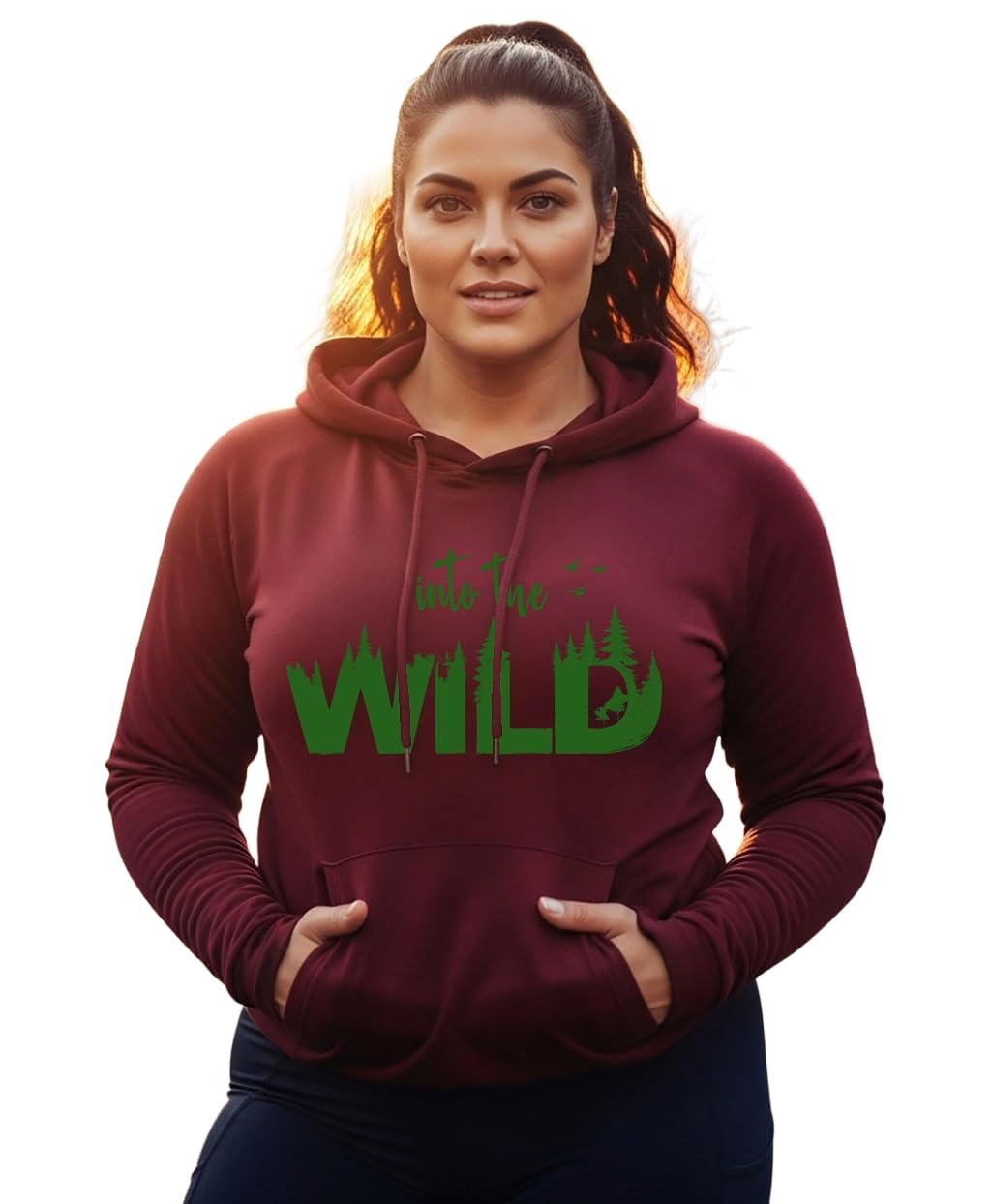 Women's Cotton Fleece Maroon Full Sleeve Graphic Printed Plus Size Hooded Sweatshirt | 2XL, 3XL, 4XL, 5XL Hoodies for Womens Winter Wear | 686-image-36