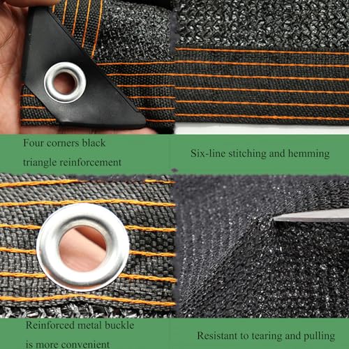 Toile d'ombrage noire haute protection avec œillets solides