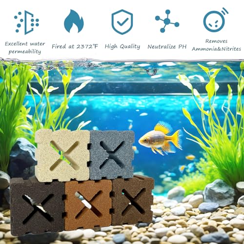 Image of SHIGATSU 15 Pack Aquarium Ceramic Bio Filter Media for Fish Tank | Aquarium Filter Media for Saltwater and Freshwater