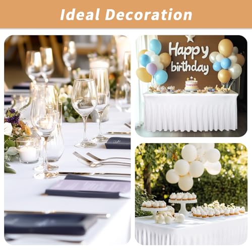 Fixwal White Spandex Tablecloth for Rectangle Table 6ft, Table Skirt for Folding Table, Table Cover for Party, Show, Wedding and Birthday by Fixwal - Image 8