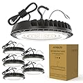 HYPERLITE High Bay LED Lights 150W, 6 Pack LED High Bay Light 21000LM, LED UFO Light Fixture for Barn Gym Shop Workshop Garage Warehouse Factory 2024 New ETL Listed