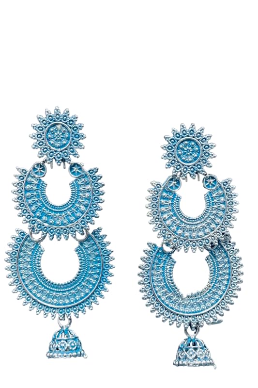 NK fashion Gree with oxidised silver metal beautiful earings for Women