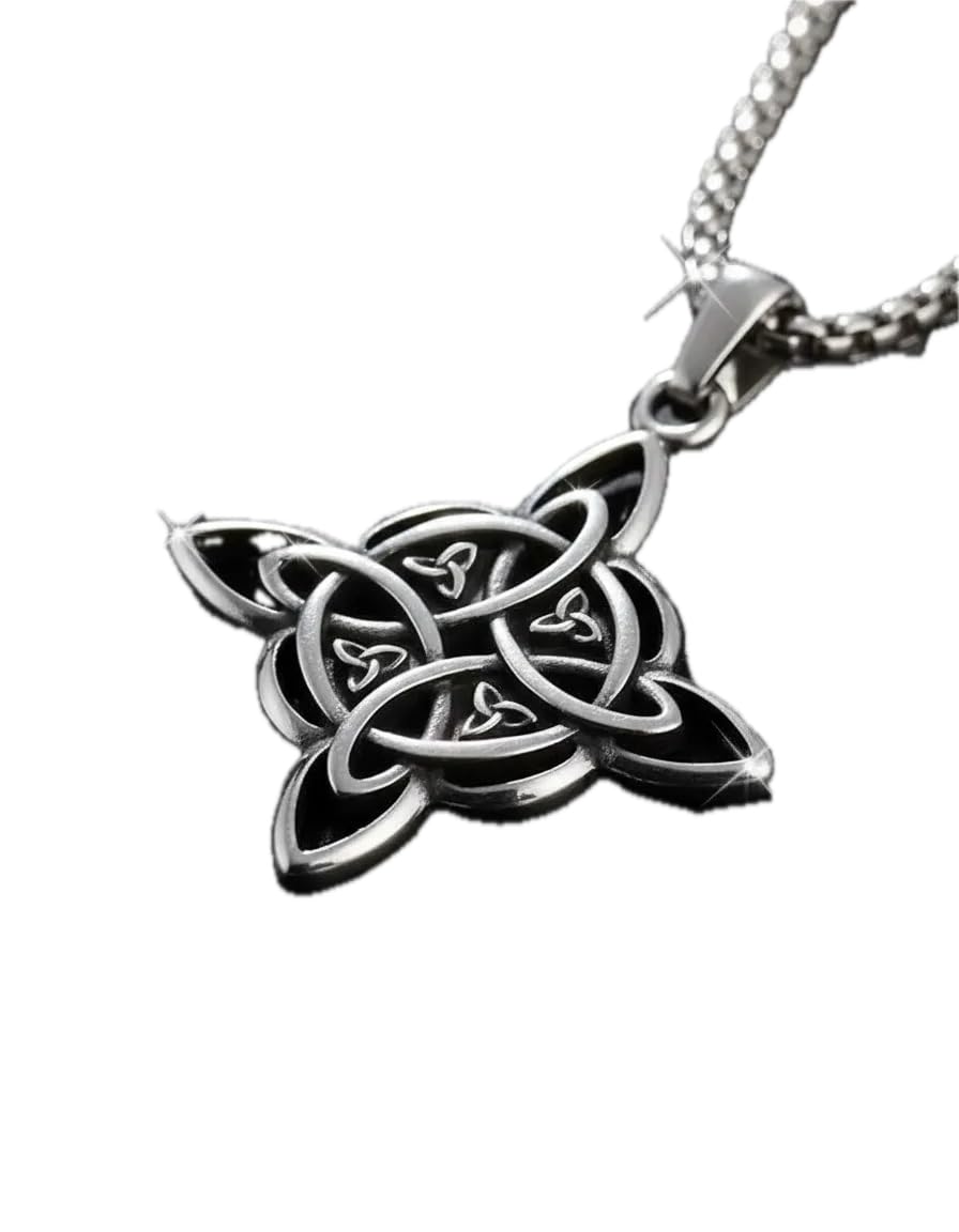 Collar Nudo de Bruja Acero Inoxidable, Dije de Protección Celta Wicca, Amuleto Energético contra Mal de Ojo y Envidias, Cadena Joyería Espiritual para Mujer y Hombre.