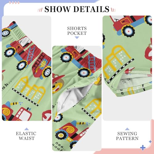 ZZXXB Bear Firefighter Boys Long Pants Soft Trousers Elastic Waist Kids Lounge Bottoms with Pockets S-XL4