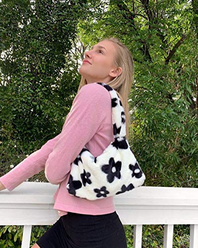YFGBCX Plush Underarm Bag, Ladies Fluffy Shoulder Bag, Women Y2K Furry Purse Fluffy Tote for Autumn and Winter4
