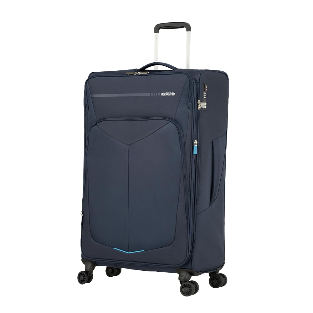 American Tourister Summerfunk - Spinner L, Erweiterbarer Koffer, 79 cm, 109.5/119 L, Blau (Navy)