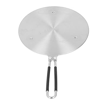 Heat Induction Plate, Stainless Steel Induction Adapter Plate Even Heat Fast Heat Transfer Long Handle for Iron Pan for Induction Cooker (20#)
