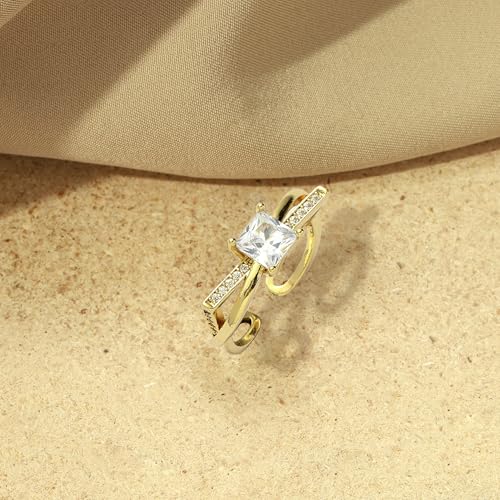 Image of SALTY Anti Tarnish Forever Radiance Gold Finger Ring for Women | Adjustable Fancy Jewellery Design | Fashion Accessories for Girls | Minimal Jewelry | Marriage, Birthday | Gift for Valentine Day