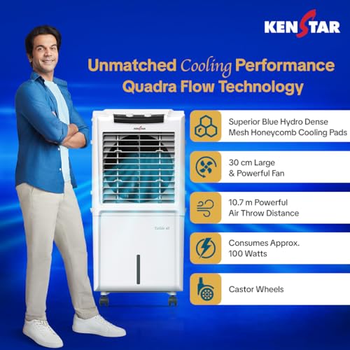Image of Kenstar TallDe HC 45 Personal Air Cooler 45L Honeycomb Pads High Speed Fan Inverter Compatible 5 Star BEE Rating 5 Year Comprehensive Warranty