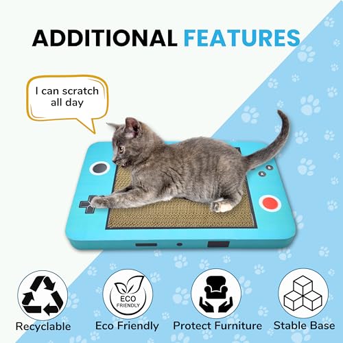 Image of Foodie Puppies Cat Scratching Pad with Catnip, Corrugated Cat Scratcher Cardboard for Indoor Cats, Kitten for Furniture Protection, Durable Texture Design (Gamey, Pack of 1)
