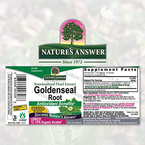 Nature's Answer Goldenseal Root With Organic Alcohol 1 Fluid Ounce | Promotes Overall Wellness | Natural Immune Booster | Inflammatory Reducer #TOP1